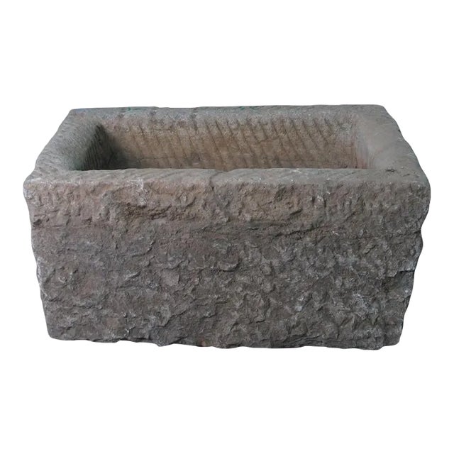 Antique Long Hand Chiseled Stone Trough For Sale