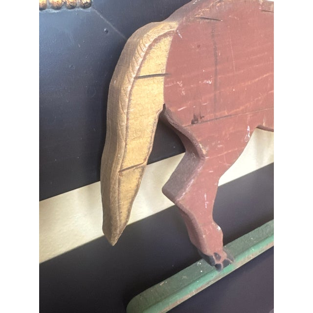 Maroon Vintage Folk Art Americana Painted Horse Figurine, Maroon & Forest Green For Sale - Image 8 of 11