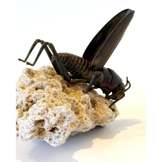 Japanese Articulate Bronze Grasshopper Jizai Okimono Myochin Linage Signed For Sale - Image 15 of 16