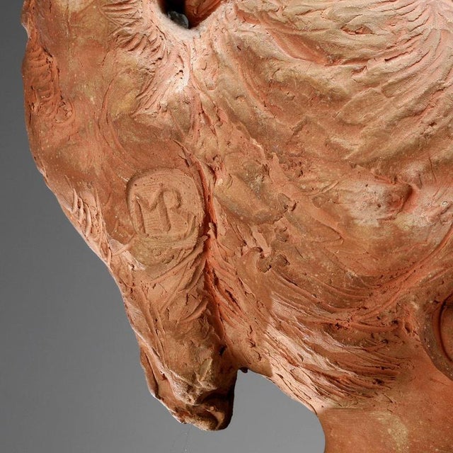 Brown Terracotta Head of Girl by Mario Bertozzi For Sale - Image 8 of 13
