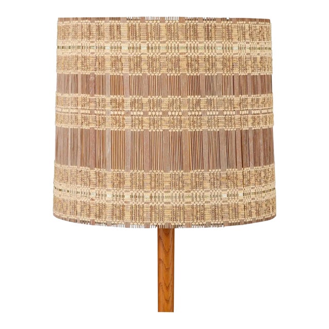 Maria Kipp Mid-Century Modern Natural & Pale Gold Checker Weave Lampshade, 1960s For Sale