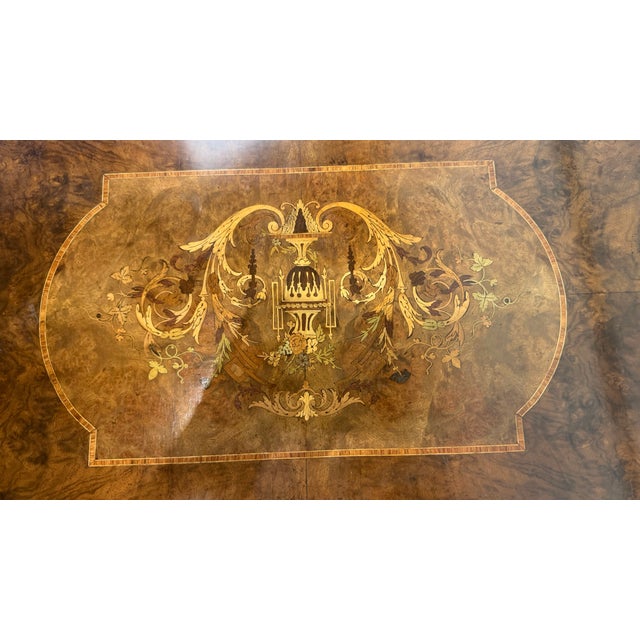 Late 20th Century French Neoclassical Style Burlwood Writing Desk With Gilt Bronze Style Accents For Sale - Image 14 of 14