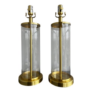 Ralph Lauren Gold Storm Lantern Lamps, a Pair For Sale