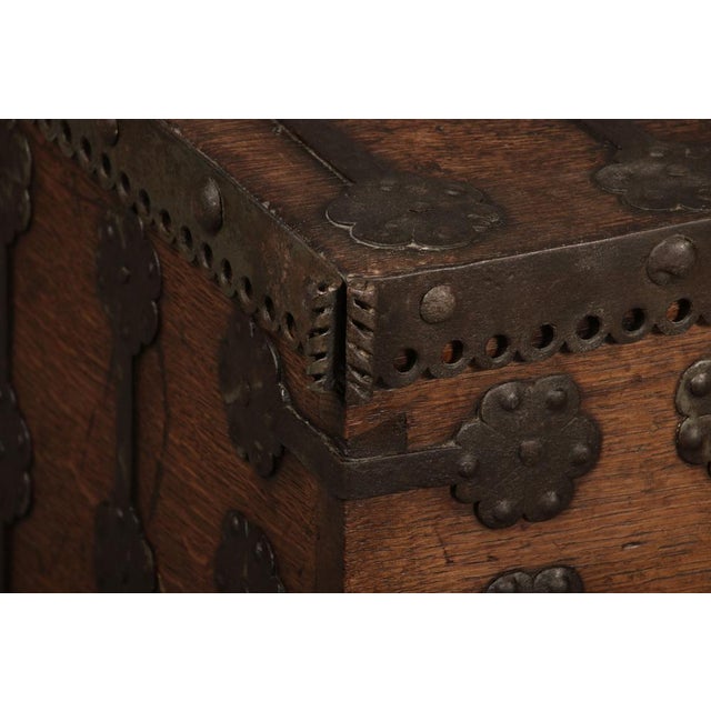 Small Antique Gothic Chest with Iron Bands, 1500 For Sale - Image 12 of 18