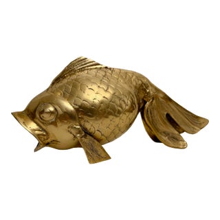 Mid Century Brass Koi Fish Sculpture For Sale