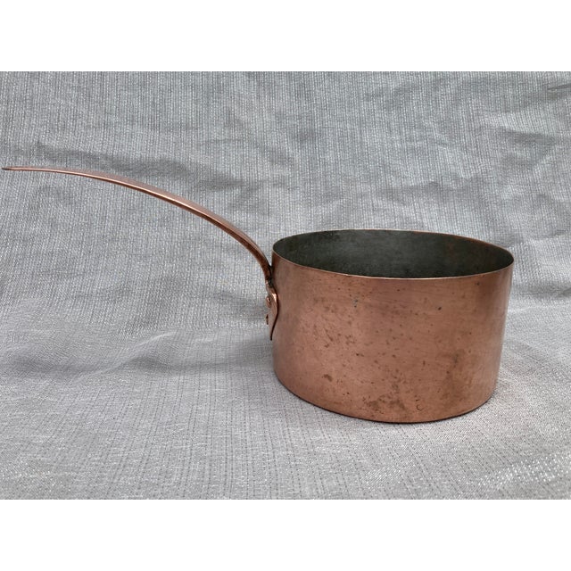 Antique Polished Hand Wrought Copper and Iron Saucepan For Sale - Image 14 of 14