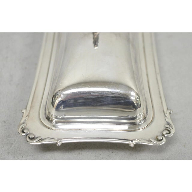 Silver Vintage Crescent Victorian Silver Plated Covered Butter Dish W/ Glass Liner For Sale - Image 8 of 11