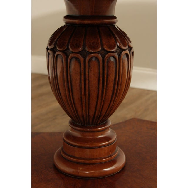 Late 20th Century Italian Made Empire Style Round Burlwood Pedestal Center Table For Sale - Image 10 of 18