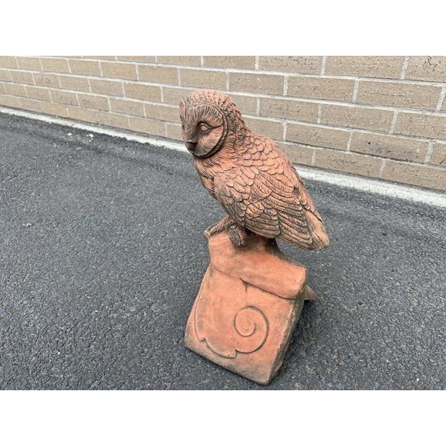 English Owl Garden Ornament in Aged Terracotta For Sale - Image 14 of 18