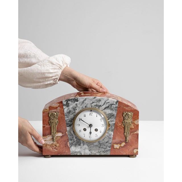1920s France Art Deco Antique White Marble Clock For Sale - Image 13 of 15