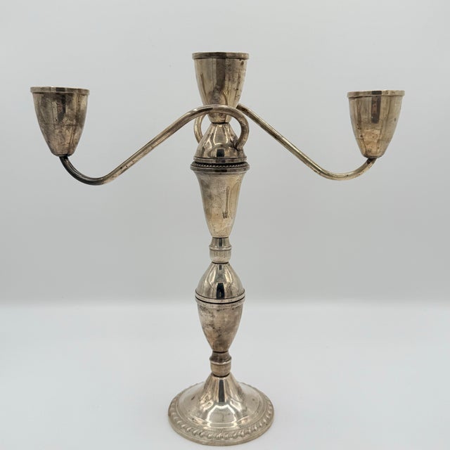Mid 20th Century Midcentury Duchin Creation Weighted Sterling Silver Three-Way Convertible Candelabra — A Pair For Sale - Image 5 of 10