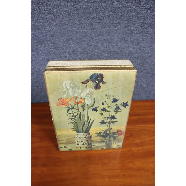 Made in Italy, Italian Florentine with decoupage floral scene.