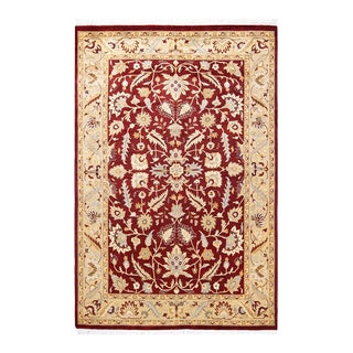 Mogul, One-of-a-Kind Hand-Knotted Area Rug in Red, 4' 3" x 6' 3" For Sale