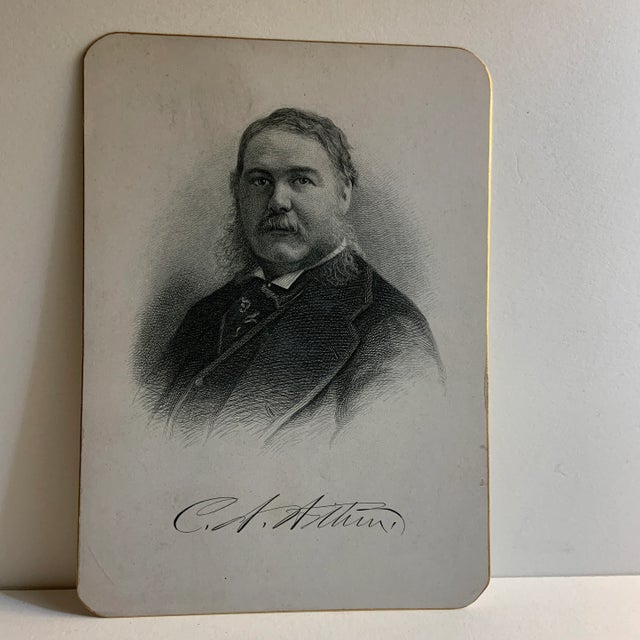 1881 Chester Arthur Portrait Steel Engraving Print For Sale - Image 4 of 4