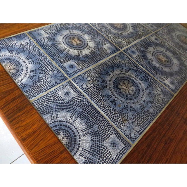 Rosewood Coffee Table with Blue Ceramic Tiles, Denmark, 1960s For Sale - Image 12 of 15