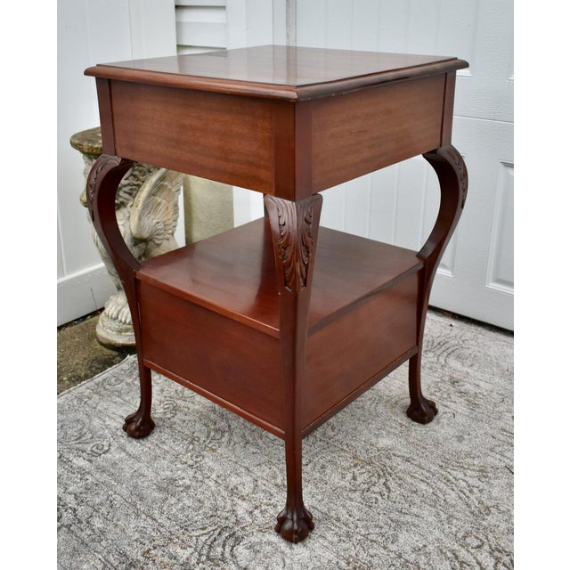 Antique Carved Mahogany Chippendale Style Stand W/Drawer & Locking Door For Sale - Image 12 of 12