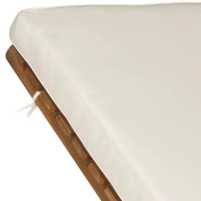 Wood Newport Chaise Lounge Chair with Side Table, Natural/Beige Cushion For Sale - Image 7 of 11