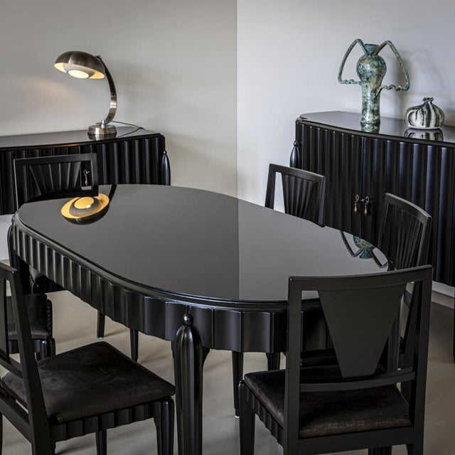 Art Deco Dining Room Set, Italy, 1930s, Set of 8 For Sale - Image 4 of 10