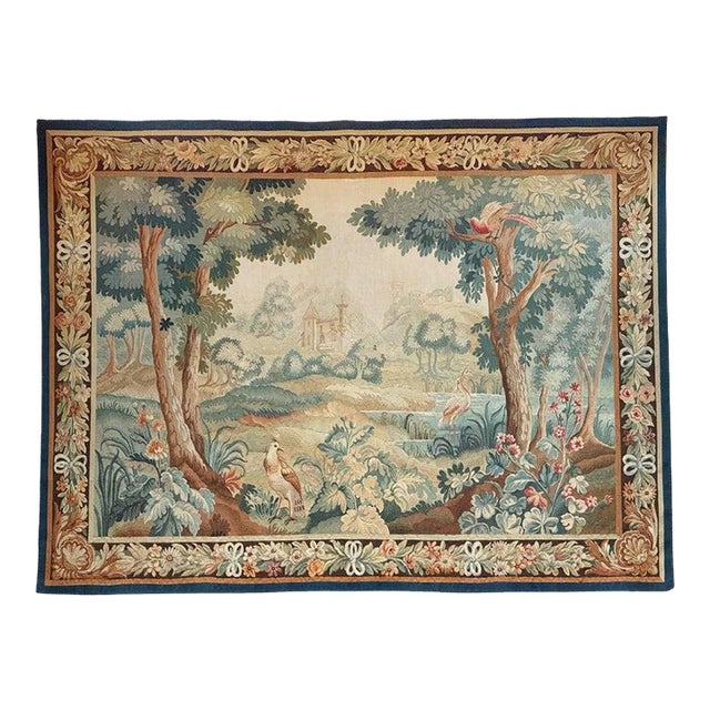 French Aubusson Style Tapestry Depicting a Lake and Woodland Scene (H 60 X W 79) For Sale