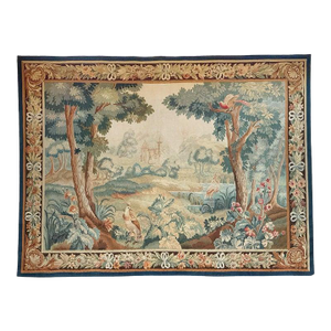 French Aubusson Style Tapestry Depicting a Lake and Woodland Scene (H 60 X W 79)