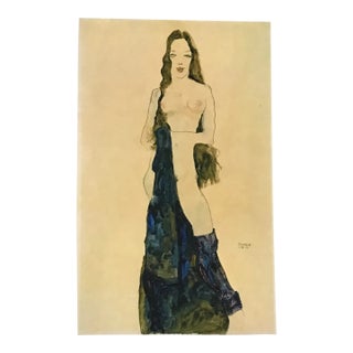 1981 Egon Schiele 10 Erotic Drawing Standing Female Semi Nude For Sale