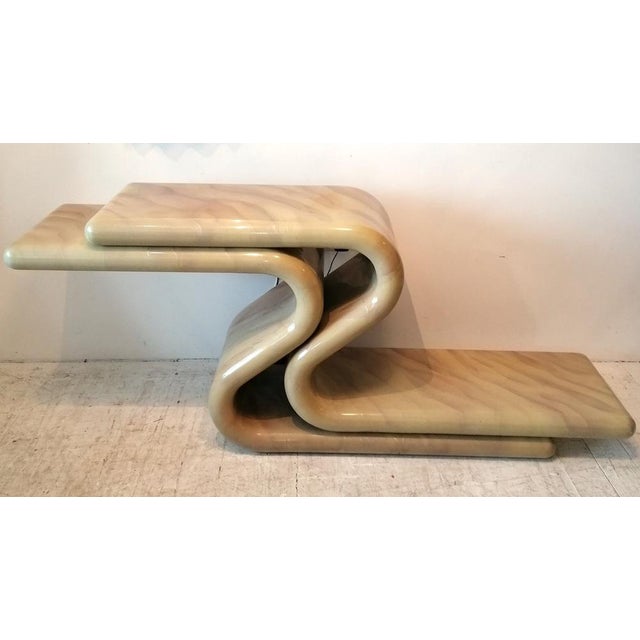 Vintage S-Shaped American Lacquered Console Table in the style of Karl Springer, 1980s For Sale - Image 14 of 15