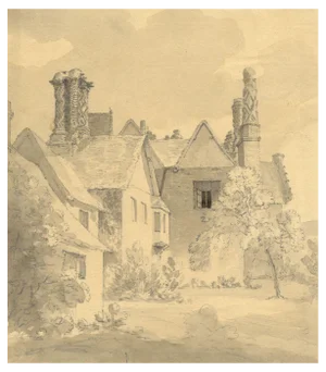 John Monro, Chenies Manor House, Buckinghamshire, Wash Drawing, 1830s, Graphite & Paper Watercolour