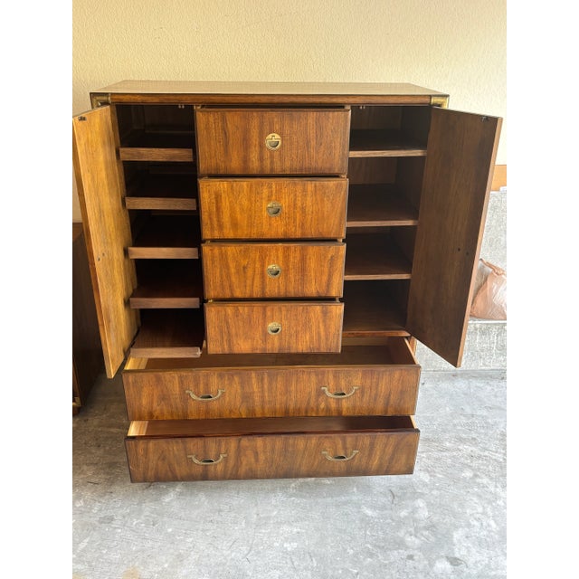 1970s 1970s Drexel Accolade Campaign Highboy Dresser For Sale - Image 5 of 9