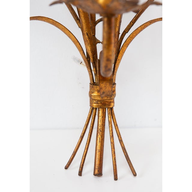 Mid-Century Modern Italian Gilt Metal Wall Sconce with Leaves and Ears of Wheat, 1960s For Sale - Image 3 of 7