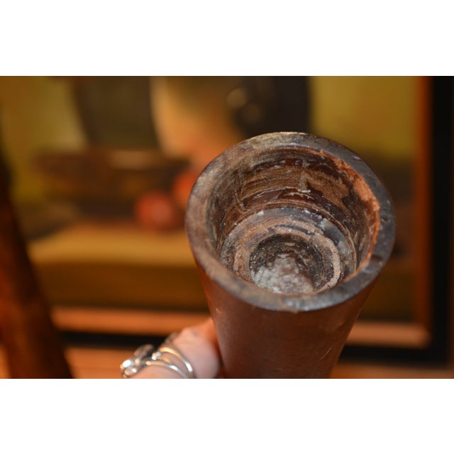 Wood Pair Sculptural Danish Modern Mid Century Tall Teak Candlesticks Taper Holders For Sale - Image 7 of 11