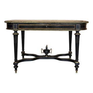 Mid 19th Century Ebonized Center or Writing Desk Table, Napoleon III Period For Sale