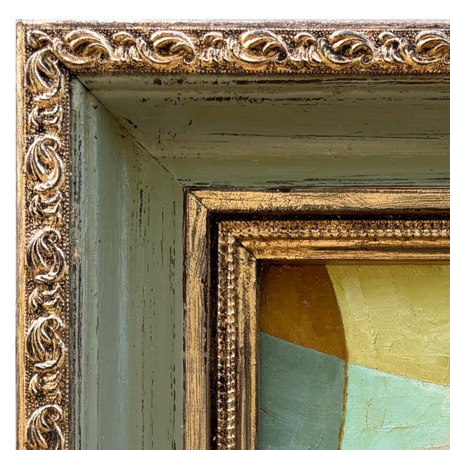 Various Artists Contemporary Abstract Oil Painting in Vintage Greige Painted Frame For Sale - Image 4 of 6