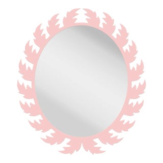 Fleur Home Audubon Oval Mirror in Authentic Pink, 22x27 For Sale