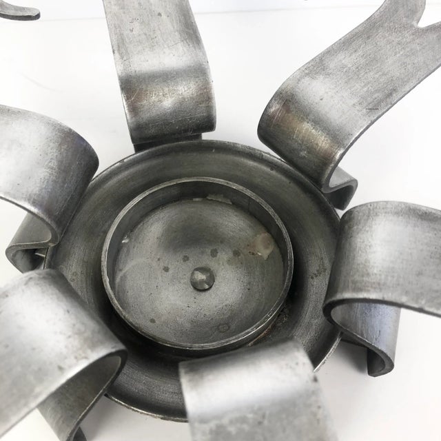 1950s Mid-Century Vintage Eskilstuna Sweden Swedish Brushed Metal Candle Holder For Sale - Image 5 of 8