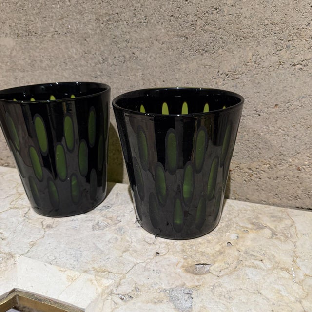 Murano 1960s Murano Vases Cased Glass Black & Green Italy For Sale - Image 4 of 7