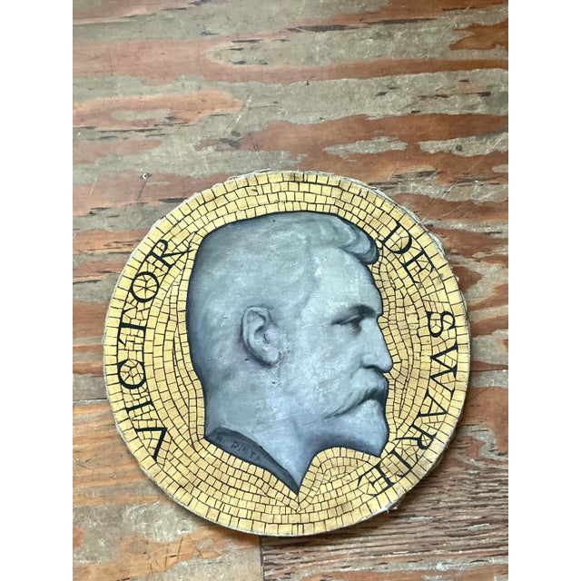 Figurative Vintage Boho Mosaic Medallion Original Oil Painting on Canvas For Sale - Image 3 of 7