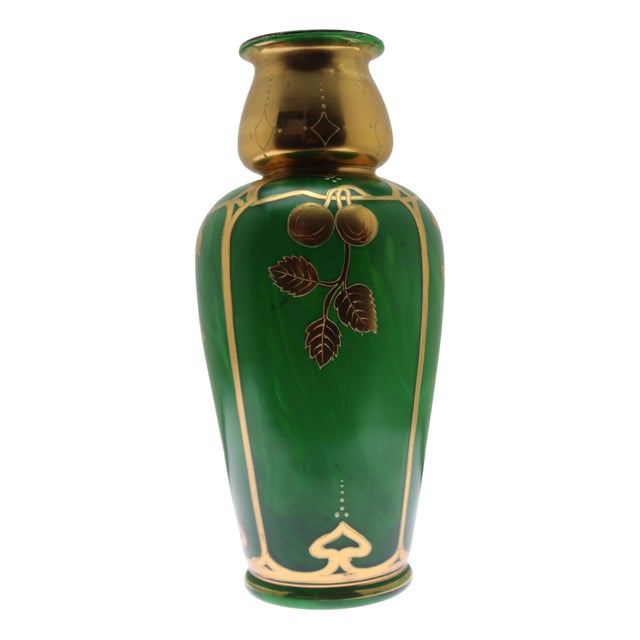 Art Nouveau Bohemia Vase Malachite Glass from Harrach, 1890s For Sale