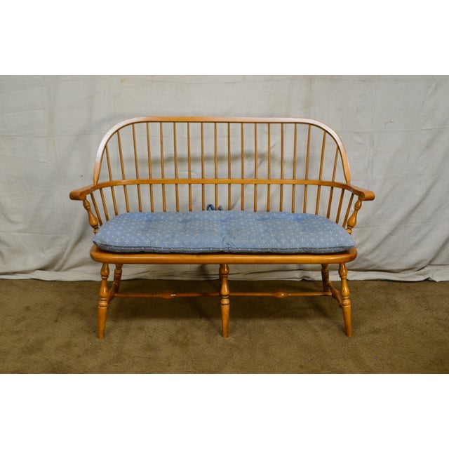 Ethan Allen Solid Maple Windsor Style Bench (B) Chairish
