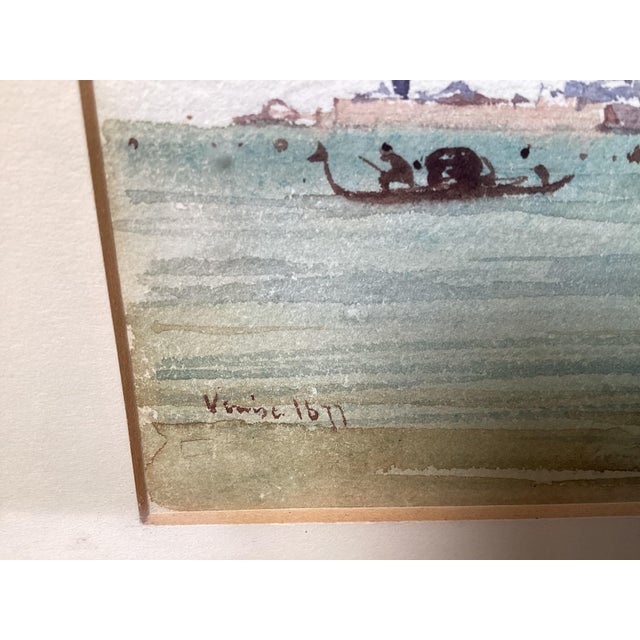 Blue Early 20th C. Artist Signed Watercolors of Venice and Tuscany Village - A Pair For Sale - Image 8 of 12