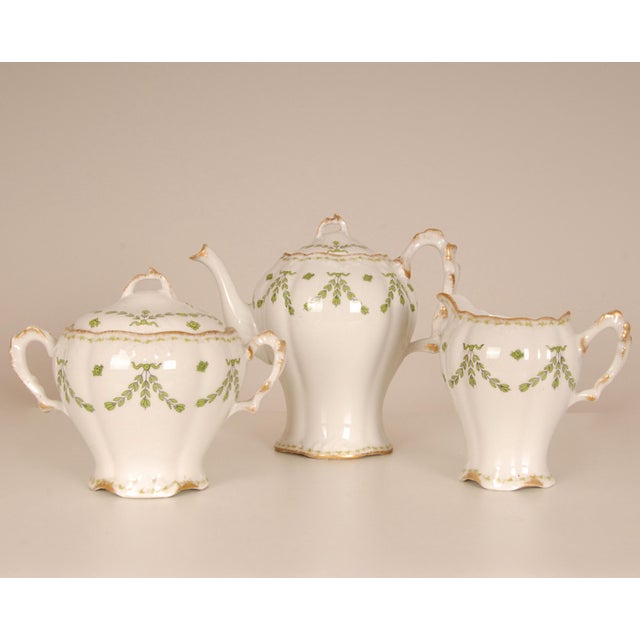 French Limoges porcelain tea set. Style and period: Art Nouveau, Antique Design: Alfred Lanternier Limoges Porcelain...