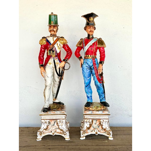 Vintage Italian Porcelain Sounders on Plinths - Set of 2 For Sale In West Palm - Image 6 of 12