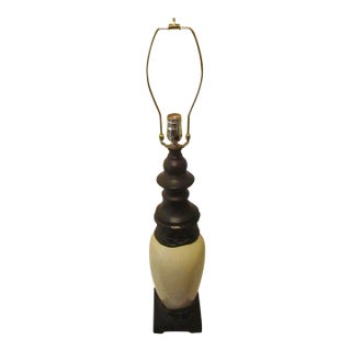 Quoizel Lighting Martino Table Lamp in Cream and Chocolate Brown For Sale