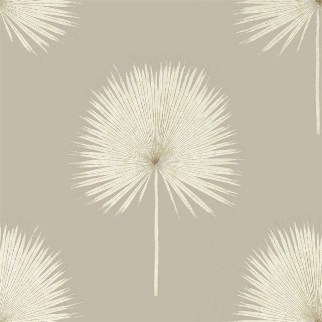 Sanderson Fan Palm Wallpaper in Linen/Gilver - a Sample For Sale