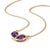 Contemporary Natural Amethyst Heart Necklace • Unique Toi Et Moi Teardrop Necklace • February Birthstone Gift For Sale - Image 3 of 4