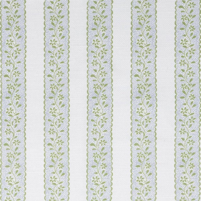 Sister Parish Dolly Stripe Fabric in Lettuce Green For Sale