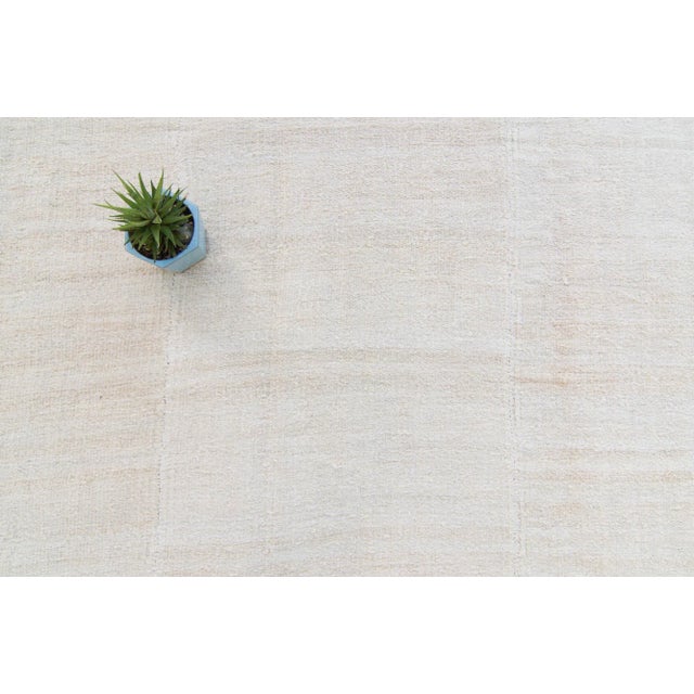 Contemporary 1970s Vintage Hemp Striped Off-White Handwoven Kilim Rug - 9’9” X 12’6” For Sale - Image 3 of 11