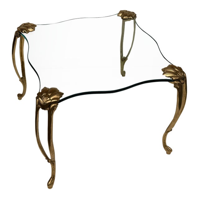 1970s Brass and Glass Coffee Table Manner of Maison Jansen For Sale
