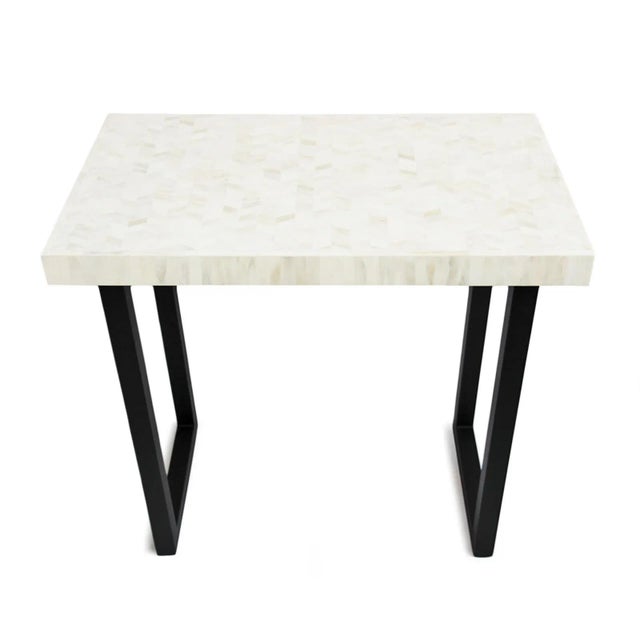 White Herringbone Pattern Tall Side Table Chairish