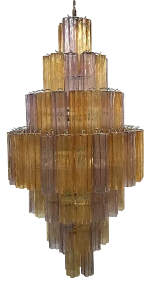 Murano Glass Amber and Violet Tronco Chandelier Venini Style by Simoeng for Simoeng
