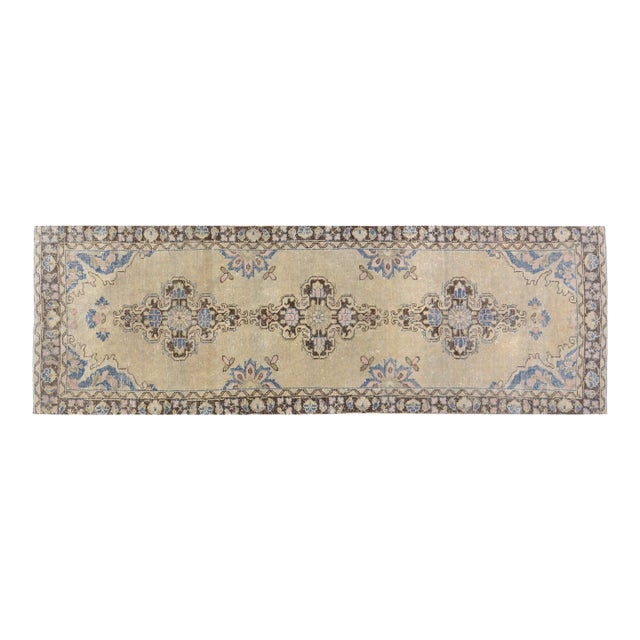 Vintage Turkish Anatolian Hand Knotted Wool Rug, 3'2"x9'10" For Sale